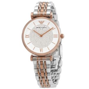 Montre Emporio Armani Gianni T-Bar Femme AR80035 Bicolore Or Rose Cadran Pavé - vue 2
