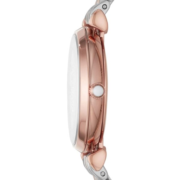 Montre Emporio Armani Gianni T-Bar Femme AR80035 Bicolore Or Rose Cadran Pavé - vue 4 Montre Emporio Armani Gianni T-Bar Femme AR80035 Bicolore Or Rose Cadran Pavé - vue 4