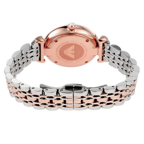 Montre Emporio Armani Gianni T-Bar Femme AR80035 Bicolore Or Rose Cadran Pavé - vue 5 Montre Emporio Armani Gianni T-Bar Femme AR80035 Bicolore Or Rose Cadran Pavé - vue 5