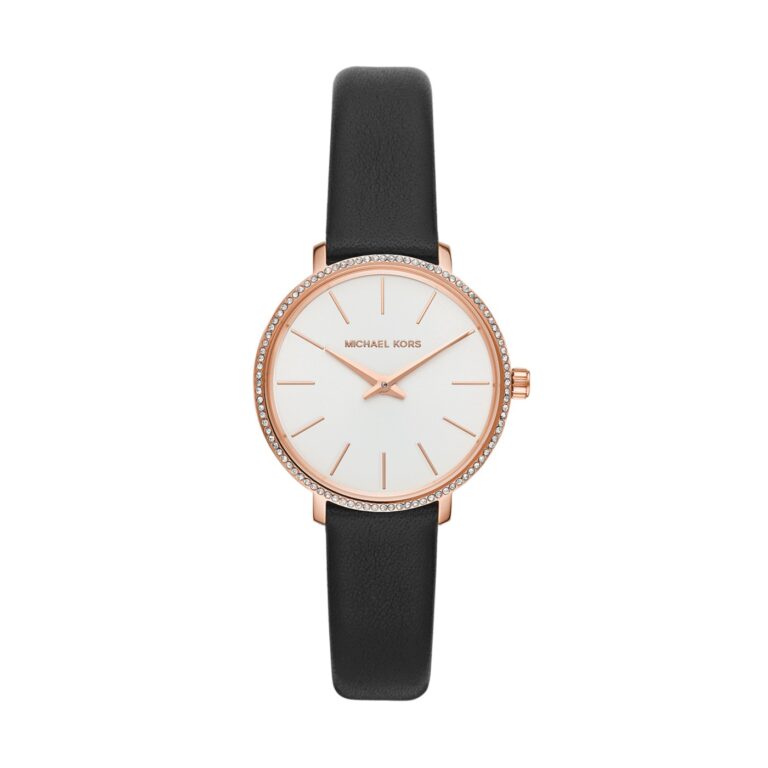 Montre Michael Kors Pyper Femme MK2835 Cuir Noir Cadran Blanc