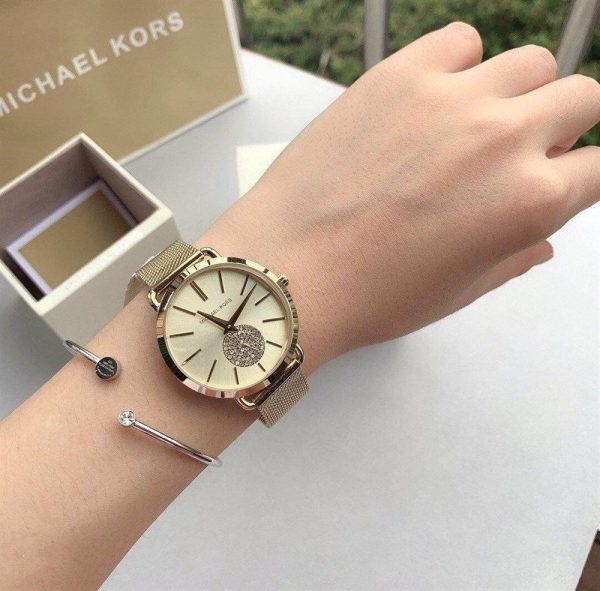 Montre Michael Kors Portia Femme MK3844 Doree Bracelet Milanais - photo 3