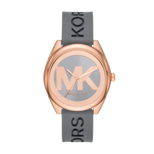 Montre Michael Kors Janelle Femme MK7314 Or Rose Silicone Gris - vue 1 Montre Michael Kors Janelle Femme MK7314 Or Rose Silicone Gris - vue 1