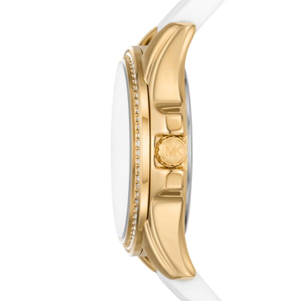 Montre Michael Kors Mini Pilot Femme MK7372 Dorée Silicone Blanc - vue 2 Montre Michael Kors Mini Pilot Femme MK7372 Dorée Silicone Blanc - vue 2